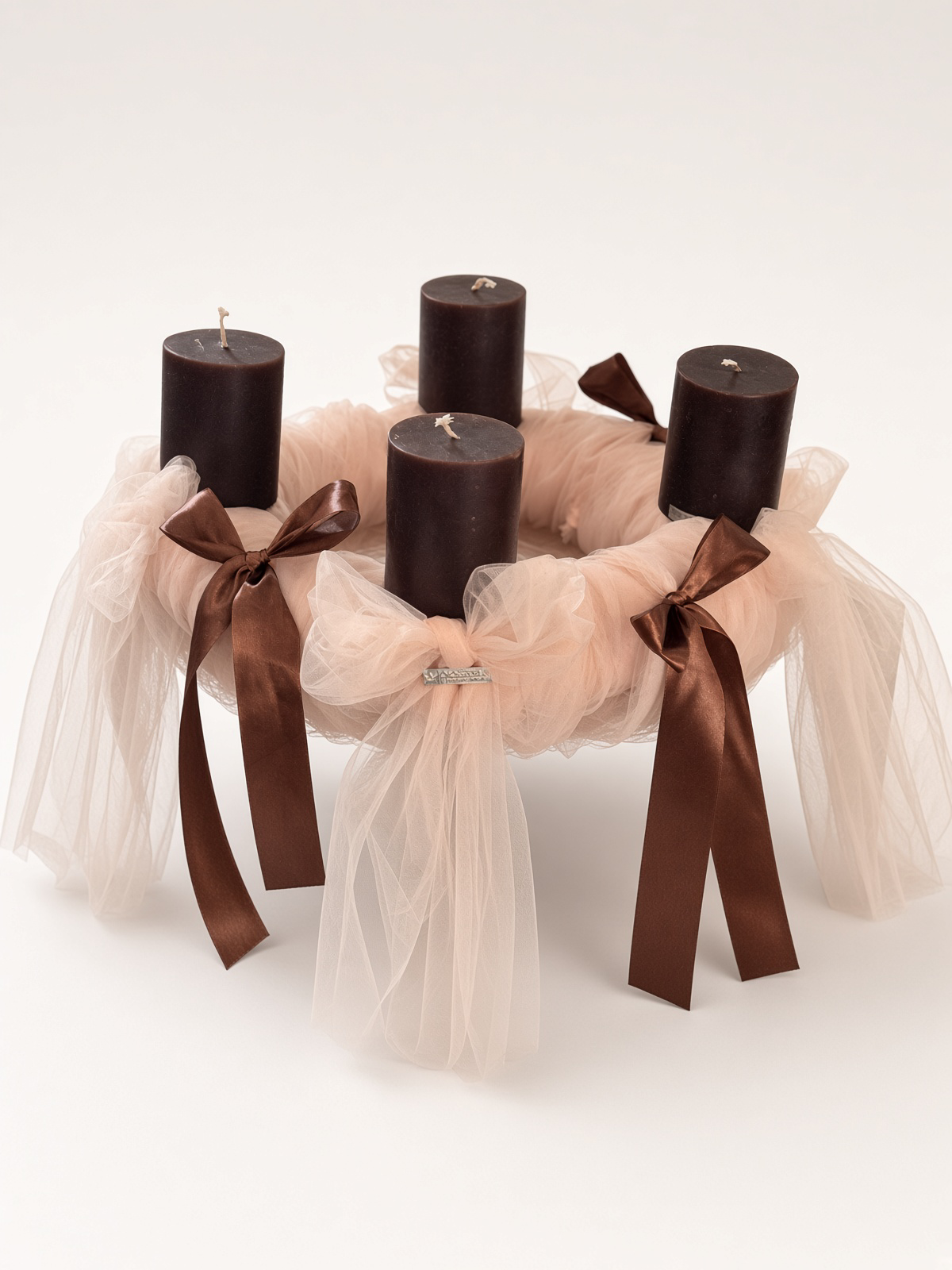 Tüll-Adventskranz beige 40 cm