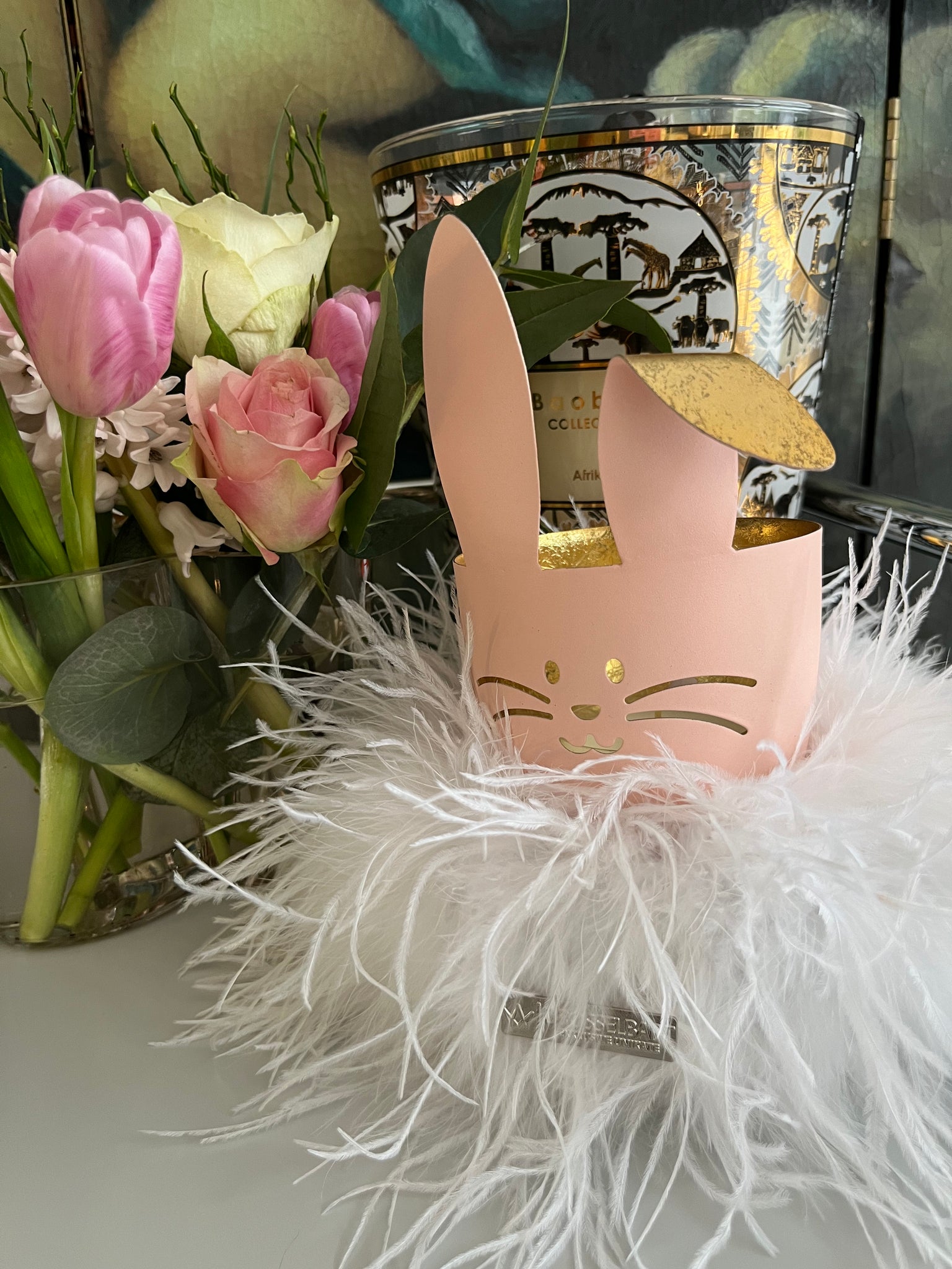 "Royal Couture "  Luxus Kranz  Straußenfedern mit Marabufedern kombiniert in weiss