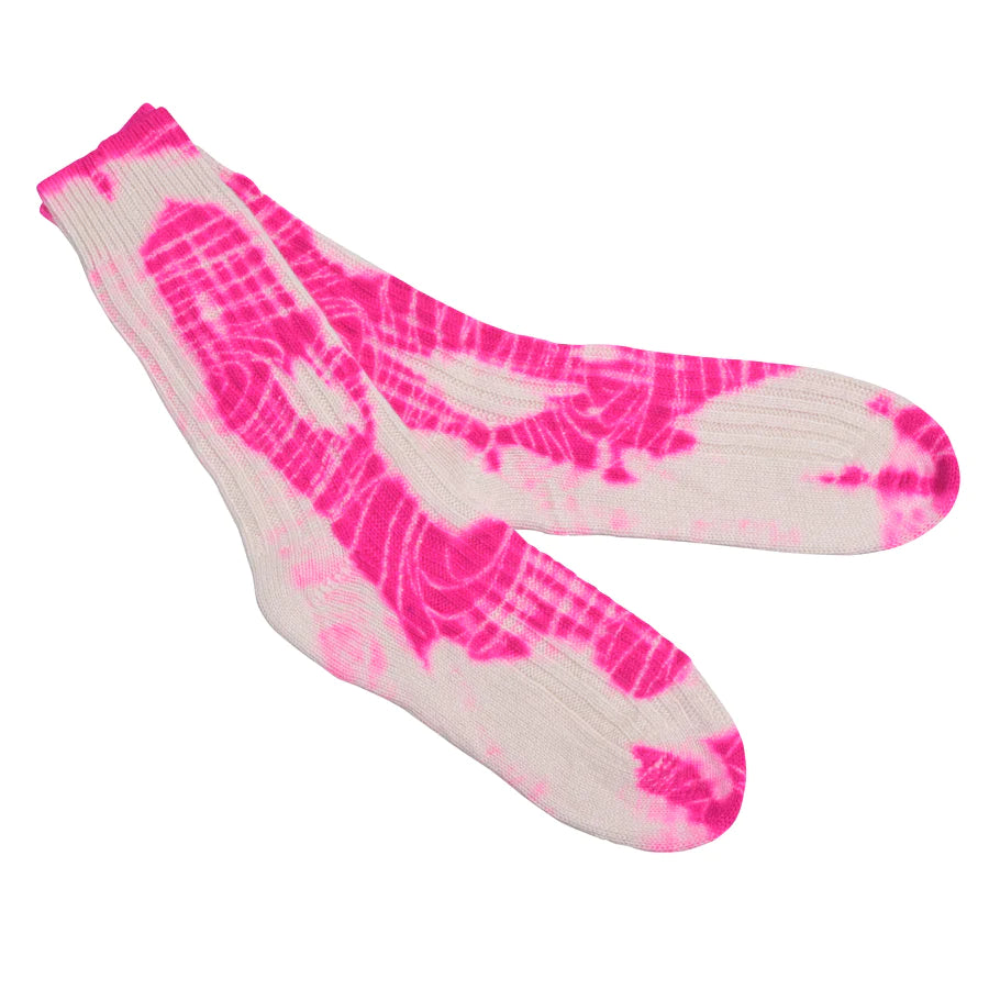 Cashmere Socken Batik-CS mit Batik Muster in Neonpink 39-42