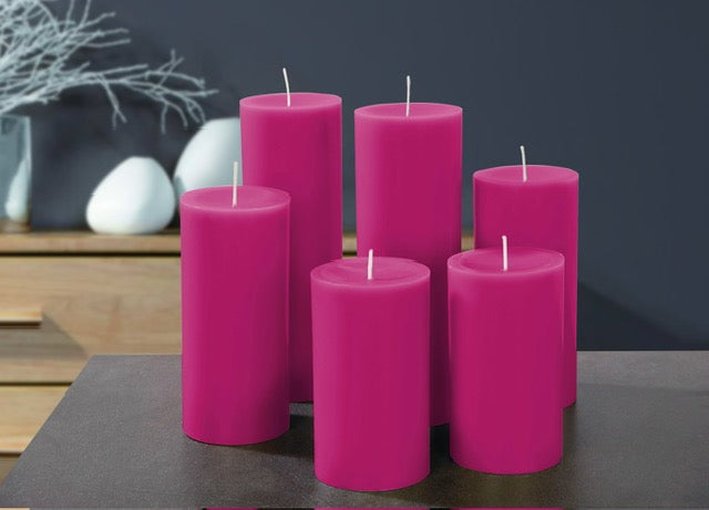 " Nicht ohne pink  " 4 Stück Engels Original gegossene Kerze Höhe 8 cm 4 Stück pink/rosa