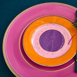 "Platzteller  für den Ostertisch ....in pink und lila ist alles gleich viel schöner !"  Set mit 6 Tellern + Bestecktasche Hase