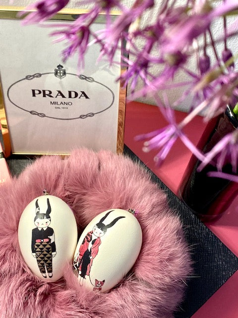 In love with Prada...Osterdekoration mit Gänseeiern 5èr Set