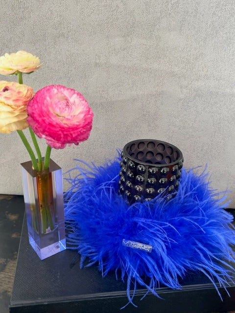 "Royal Couture "  Luxus Kranz  Straußenfedern mit Marabufedern kombiniert in royalblau