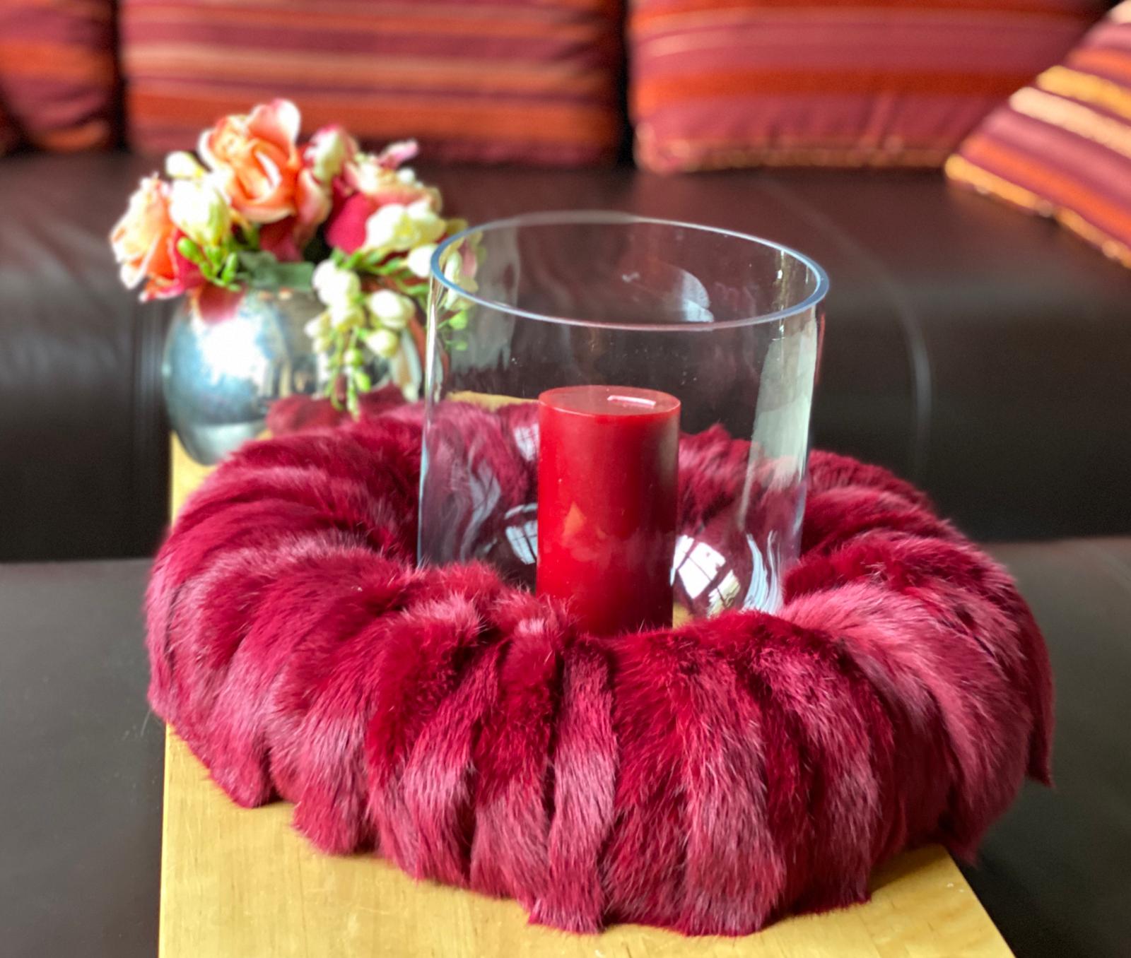 "Upcycling ....for luxury home !" Adventskranz Bordeaux rot dunkelrot als Jahresdekoration  L
